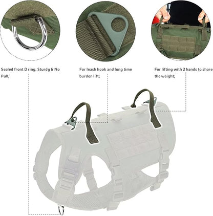 Forestpaw Tactical Dog Harness for Large Dogs,Tactical Dog Collar with Bungee Leash Set,No Pull Military Dog Harness for Dog Walking Training,Adjustable for Medium Large Dogs,Green S Forestpaw