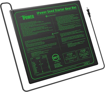 iPower GLHTMTM-A 20" x 20" Waterproof Durable Seedling Heat Mat Warm Hydroponic Plant for Indoor Gardening Germination Starting, black iPower