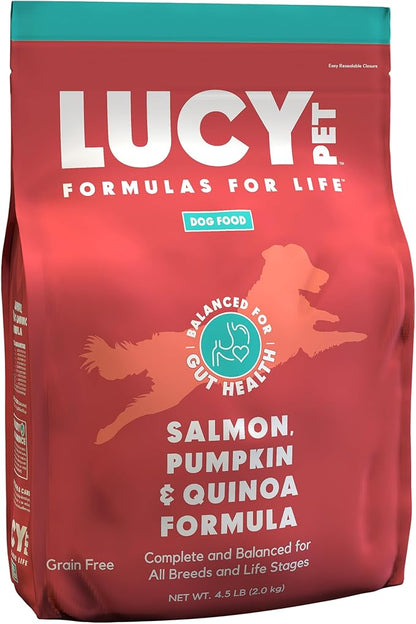 Lucy Pet Formulas for Life Salmon, Pumpkin, & Quinoa Dry Dog Food, All Life Stages, Digestive Health, Sensitive Stomach & Skin, 4.5lb bag - PAWPICO
