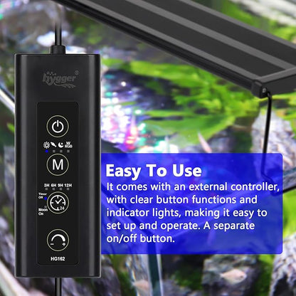 hygger New Mode 24/7 Timer LED Aquarium Light, Auto On Off Full Spectrum Fish Tank Light Fish Colorful/Sun/Nightlight/Wrgb Cycle Mode for Freshwater Plants Tank (for 45in~50in Long Tank) hygger