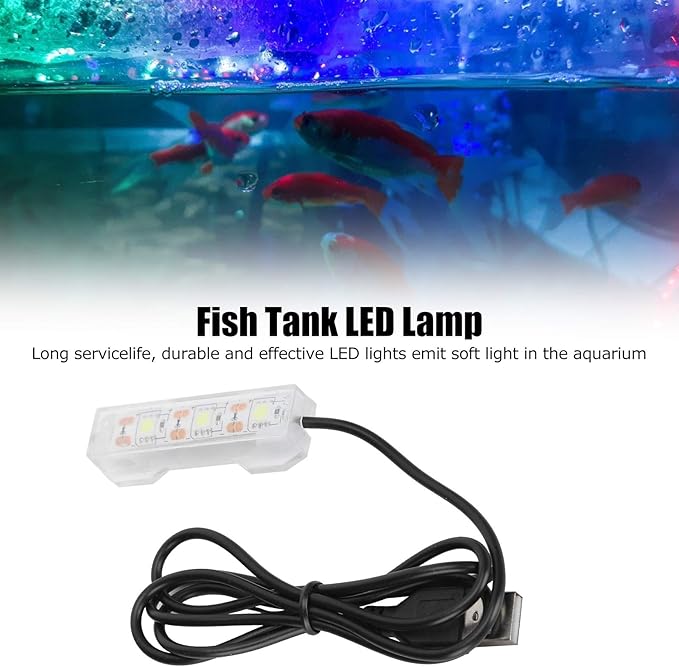 Small Aquarium Light, USB Desktop Fish Planted Tank Water Plant Mini Decoration Submersible Led Lamp Underwater Full Spectrum Used for Freshwater Saltwater Micro Landscape Daily Lighting Tiiyee