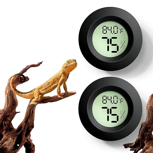 Reptile Tank Accessories, 2 PCS Reptile Thermometer and Humidity Gauge for Bearded Dragon, Jumping Spider, Leopard Gecko, Hermit Crab, Gecko, Ball Python, Lizard BSRESIN