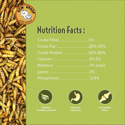 UCM Group 20LB Dried Black Soldier Fly Larvae for Chicken, Poultry, Wild Birds,100% Natural Non-GMO, No Additives, Treat, More Calcium Chicken Treats Than Mealworms, 4 Packs UCMGroupUCMGroup