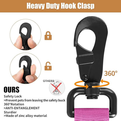 Tactical Dog Collar Leash Set, Adjustable Military Training Nylon Collar Dog Training with Control Handleand Metal Buckle, Dog Collar for Medium Large Dogs (Pink,M) ANTSWISH