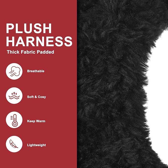 EXPAWLORER Fleece Lined Step-in Dog Harness - Soft Plush Padded Puppy Harness and Leash Set with Adjustable Dog Collar, No Pull Escape Proof Suede Dog Vest Harness for Small Dogs, Red & Black S EXPAWLORER