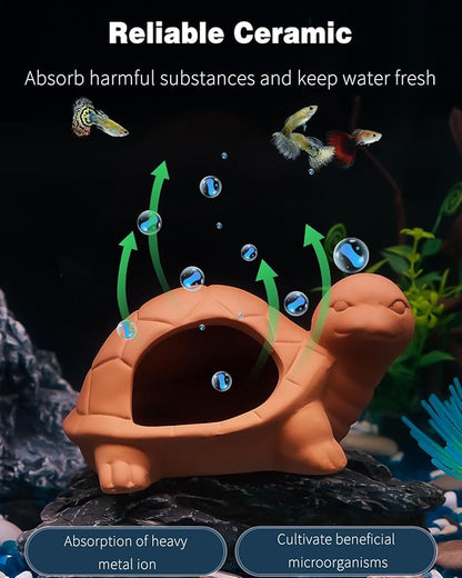 Uniclife Aquarium Turtle Ornament Fish Tank Decoration Ceramic Turtle Animal Hut for Fish Tank Landscape Aquarium Hideout Hideaway Spawning Cave Decor for Shrimp Betta Goldfish and Reptiles UnicLife