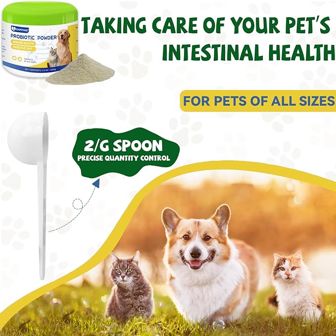Pet Probiotics Active Peptide Powder Supplement for Dogs & Cats of All Ages with Immunoglobulin,Saccharomyces Boulardii & Bacillus Subtilis – Supports Immune & Digestive Health (200g/7.4 oz) PAWPICO