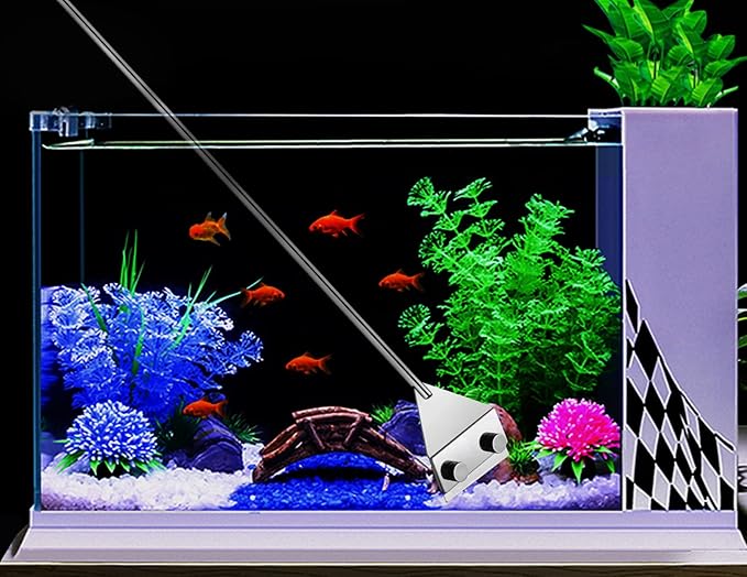 Algae Scraper for Glass Aquarium, Fish Tank Razor Blade Scraper with 10 Replaceable Razor Blades, Essential Aquarium Cleaning Tools. (Silver-25.6 Inch) PAWPICO