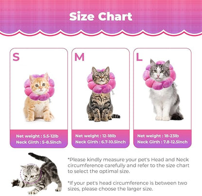 Flower Cat Cone, Uadonile Adjustable Cat Cone Collar, Soft Dog Elizabethan Collar Recovery E Collar After Surgery, Recovery E-Collar for Kittens/Puppies and Cats Recovery(Tie-dye Rose Purple, M) Uadonile