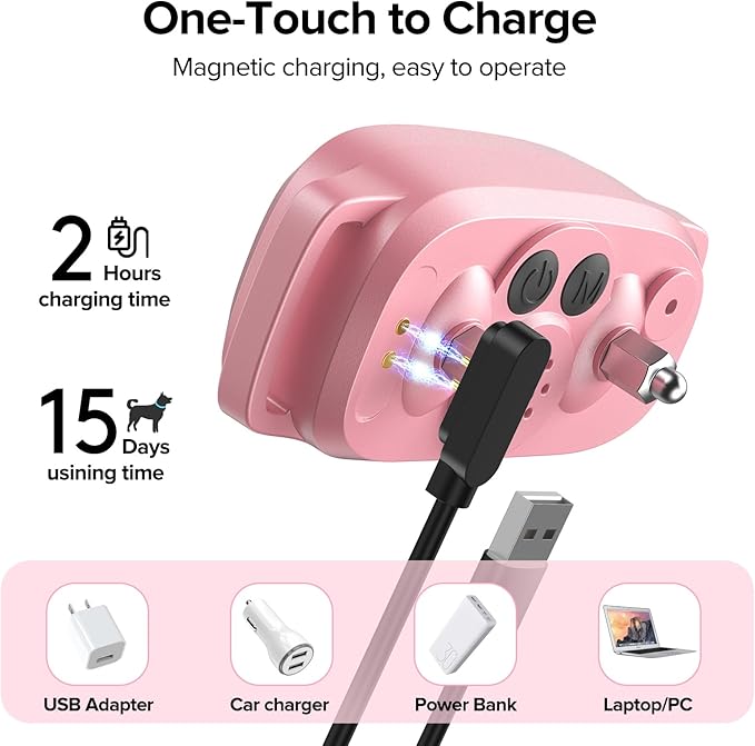 Dog Bark Collar, Rechargeable Smart Collar, Anti Barking Training Collar with 5 Adjustable Sensitivity Beep Vibration, Bark Collar for Large Medium Small Dogs (Pink) FAFAFROG