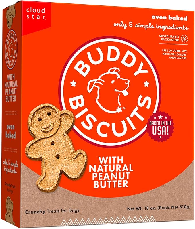 Buddy Biscuits Crunchy Dog Treats, Peanut Butter, 18 oz. Box - PAWPICO