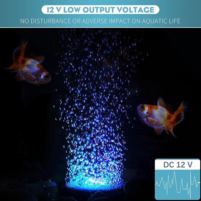 Pawfly 2 Inch Aquarium Air Stone Disc with LED Light Fine Bubbler Diffuser with Tubing for Fish Tank (Pump not Included) Pawfly