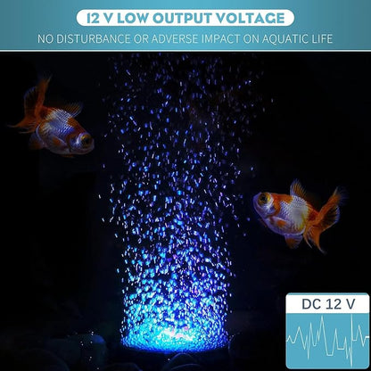 Pawfly 2 Inch Aquarium Air Stone Disc with LED Light Fine Bubbler Diffuser with Tubing for Fish Tank (Pump not Included) Pawfly