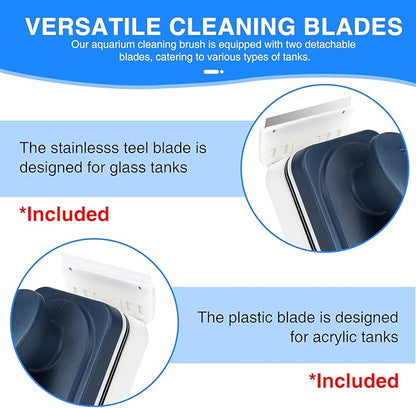Aquarium Strong Magnetic Glass Cleaner Brush, Fish Tank Algae Magnet Cleaning Tool with 2 Detachable Scrapers, Mag Float Scrubber for 0.25-0.625Inch Glass and Acrylic Tanks fishkeeper