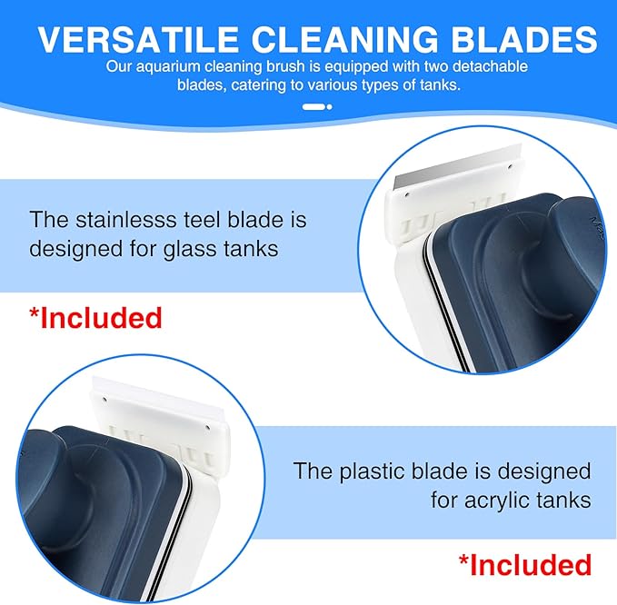 Aquarium Strong Magnetic Glass Cleaner Brush, Fish Tank Algae Magnet Cleaning Tool with 2 Detachable Scrapers, Mag Float Scrubber for 0.2 Inch Glass and Acrylic Tanks fishkeeper