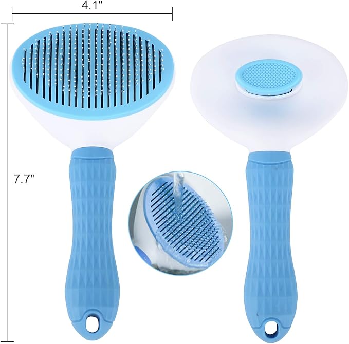Depets Self Cleaning Slicker Brush, Dog Cat Bunny Pet Grooming Shedding Brush - Easy to Remove Loose Undercoat, Pet Massaging Tool Suitable for Pets with Long or Short Hair - PAWPICO
