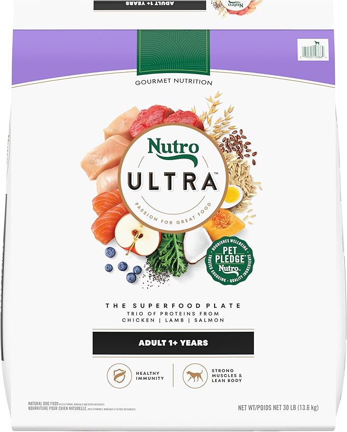 Nutro Ultra Adult Dry Dog Food with a Trio of Proteins from Chicken, Lamb and Salmon, 30 lb. Bag - PAWPICO