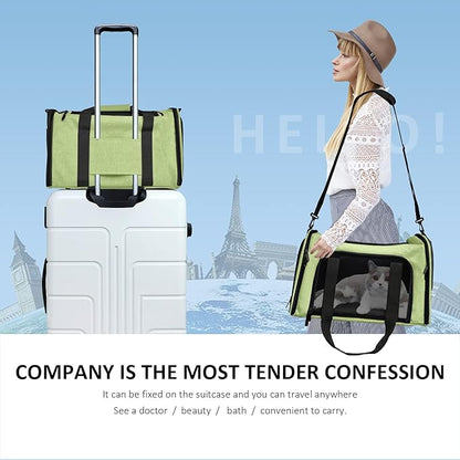 Henkelion Large Cat Carriers Dog Carrier Pet Carrier for Large Cats Dogs Puppies up to 25Lbs, Big Dog Carrier Soft Sided, Collapsible Travel Puppy Carrier - Large - Green - PAWPICO