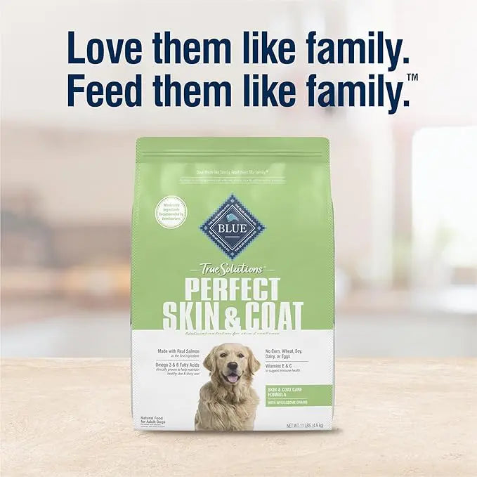 Blue Buffalo True Solutions Perfect Skin & Coat Natural Dry Food for Adult Dogs, Salmon, 11-lb. Bag - PAWPICO