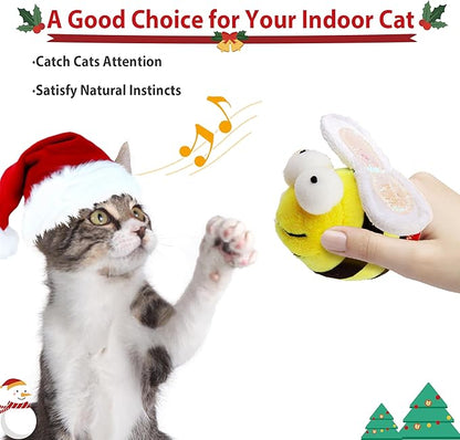 Gigwi Interactive Cat Toy Set, Squeaky Cat Feather Toys for Indoor Cats, 3PCS Cat Plush Toy Pack Including Mouse Hunt Cat Toy, Cat Chase Bird Toy, Cat Chirping Bee Toy - PAWPICO