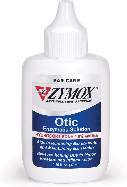 Zymox Otic Enzymatic Solution for Dogs and Cats to Soothe Ear Infections with 1% Hydrocortisone for Itch Relief, 1.25oz ZYMOX