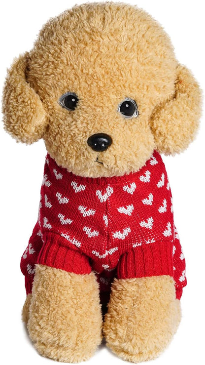 Dxhycc Dog Knitted Sweater Dog Heart Sweater Puppy Sweater Warm Soft Pet Holiday Clothes for Medium Cats and Dogs (Red, L) - PAWPICO
