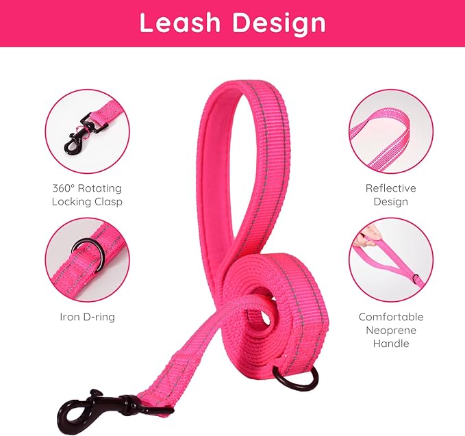BELLA & PAL Puppy Harness with Leash Set, Dog Harness for Small Dogs No Pull, Dog Leash for Small Dogs, Step in Harness for Extra Small Dogs, Hot Pink Harness, XS BELLAPAL