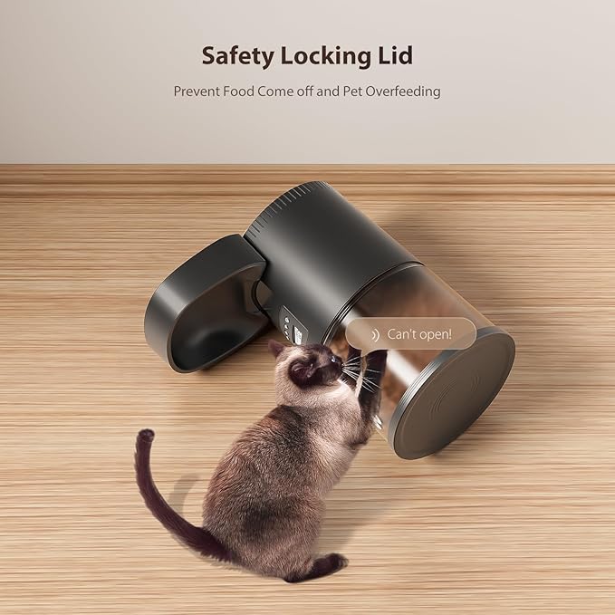 Automatic Cat Feeders, 3L Timed Cat Dry Food Dispenser, Dual Power Supply, Programmable Portion Size, 1-6 Meals Per Day, Auto Pet Feeder for Cats and Small Dogs - PAWPICO