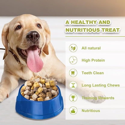 Freeze Dried Chicken Duck Salmon Cube - Cat Dog Dices Food Treats 5 in 1 Raw Egg Yolk High Protein Snacks Easy Digestion Pet Food No Fillers Preservatives or Additives for Training（5 OZ） - PAWPICO