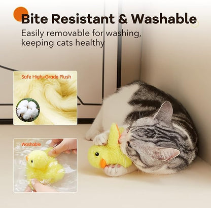 Potaroma Cat Toys Rechargeable Flapping Duck with SilverVine Catnip, Lifelike Quack Chirping, Touch Activated Kitten Kicker Plush Interactive Exercise Toys for All Breeds - PAWPICO