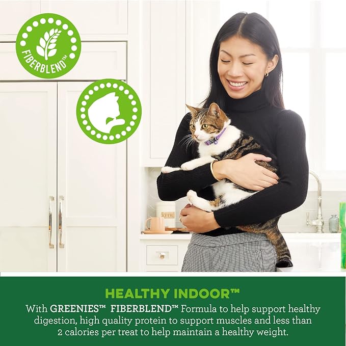 FELINE GREENIES SMARTBITES HEALTHY INDOOR Natural Treats for Cats, Chicken Flavor, 2.1 oz. Pouch GREENIES