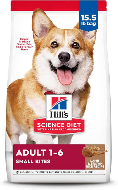 Hill's Science Diet Adult 1-6, Adult 1-6 Premium Nutrition, Small Kibble, Dry Dog Food, Lamb & Brown Rice, 15.5 lb Bag - PAWPICO