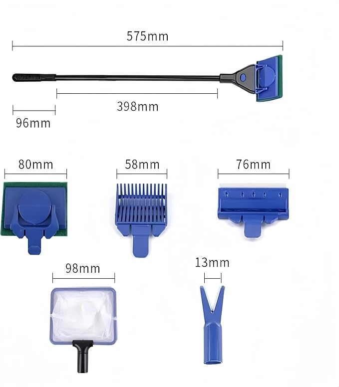 Fish Tank Net 5 in 1 Cleaning Set Fish Tank Cleaning Tools, Fish Tank Cleaner,Fish Tank Siphon,Tank Cleaning kitAquarium Water Change Aquarium Cleaning Tools(Suit-3) PAWPICO