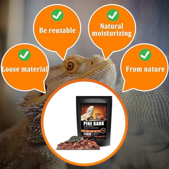 BNOSDM Reptile Cork Bark Substrate Bedding Tortoise Natural Cork Wood Chips Reptile Breeding Bedding Habitat Decor for Ball Python Lizard Snake Spiders Geckos Bearded Dragons Hermit Crabs （0.99LB） BNOSDM