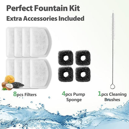 ORSDA Cat Water Fountain Stainless Steel, 3L Automatic Pet Drinking Fountain for Cats Inside, Dog Water Dispenser with Adjustable Water Flow and 6 Replacement Filters for Cats, Dogs - PAWPICO