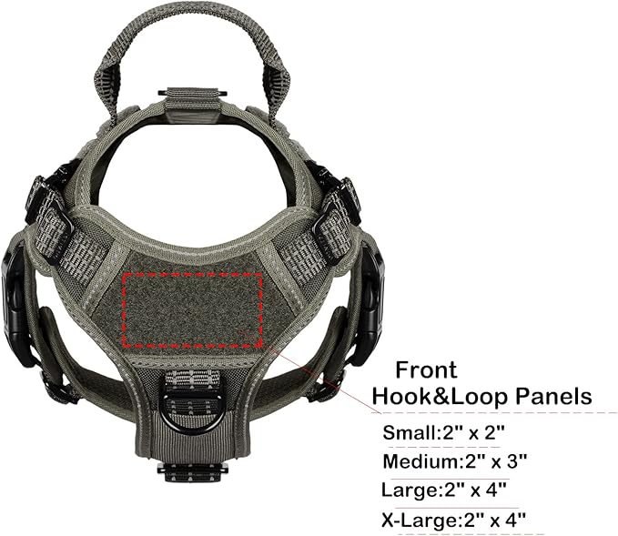 ICEFANG Tactical Dog Harness, Small Size,2X Metal Buckle,Working Dog MOLLE Vest with Handle,No Pulling Front Leash Clip,Hook and Loop Panel - PAWPICO