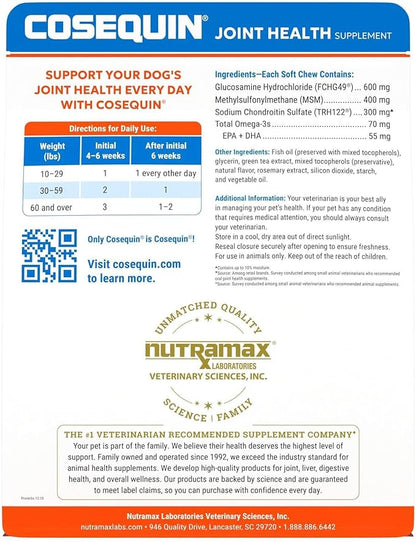 Cosequin Joint Health Supplement for Dogs - With Glucosamine, Chondroitin, MSM, and Omega-3's, 120 Soft Chews NutramaxLaboratories