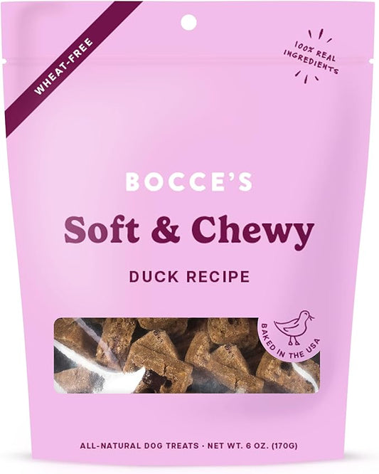 Bocce's Bakery Oven Baked Duck Recipe Treats for Dogs, Wheat-Free Everyday Dog Treats, Made with Real Ingredients, Baked in The USA, All-Natural Soft & Chewy Cookies, Duck, 6 oz - PAWPICO