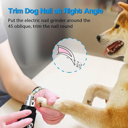 Casfuy Dog Nail Grinder Upgraded - Professional 2-Speed Electric Rechargeable Pet Nail Trimmer Painless Paws Grooming & Smoothing for Small Medium Large Dogs & Cats (Black) - PAWPICO