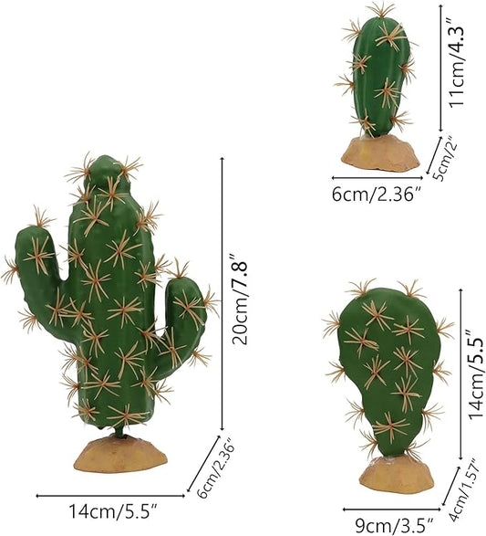 JIHAQUA Reptile Terrarium Decor 3-Piece Realistic Succulent Set,Lifelike Plastic Plants for Geckos, Bearded Dragons,Snakes,Turtles,Lizards,Insects Reptile Habitats JIHAQUA