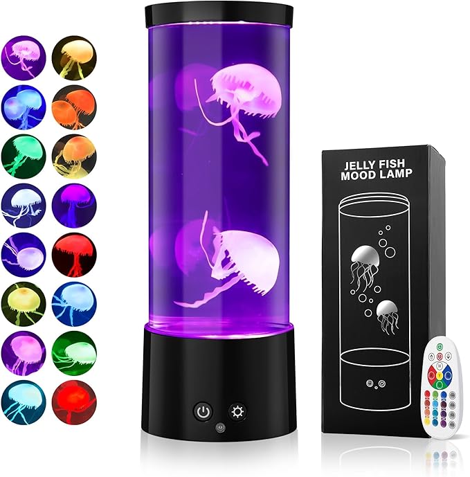 Jellyfish Lamp, Jellyfish Aquarium Lamp with 17 Light Effects - Table Lamp Night Light Mood Lamp with Remote, Jelly Fish Tank Aquarium for Living Room, Christmas Birthday Gifts for Kids GuardWee