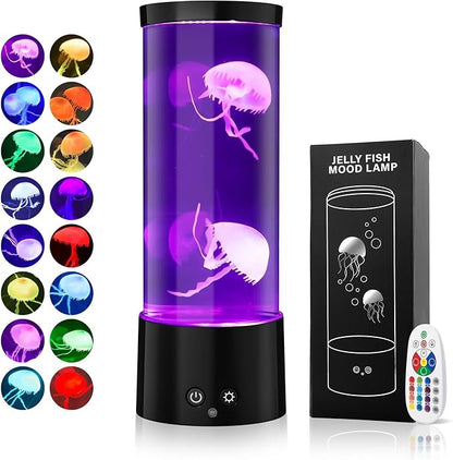 Jellyfish Lamp, Jellyfish Aquarium Lamp with 17 Light Effects - Table Lamp Night Light Mood Lamp with Remote, Jelly Fish Tank Aquarium for Living Room, Christmas Birthday Gifts for Kids GuardWee