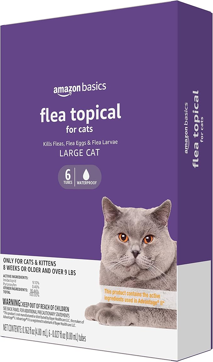 Amazon Basics Flea Topical for Large Cats (Over 9 pounds), 6 Count AmazonBasics
