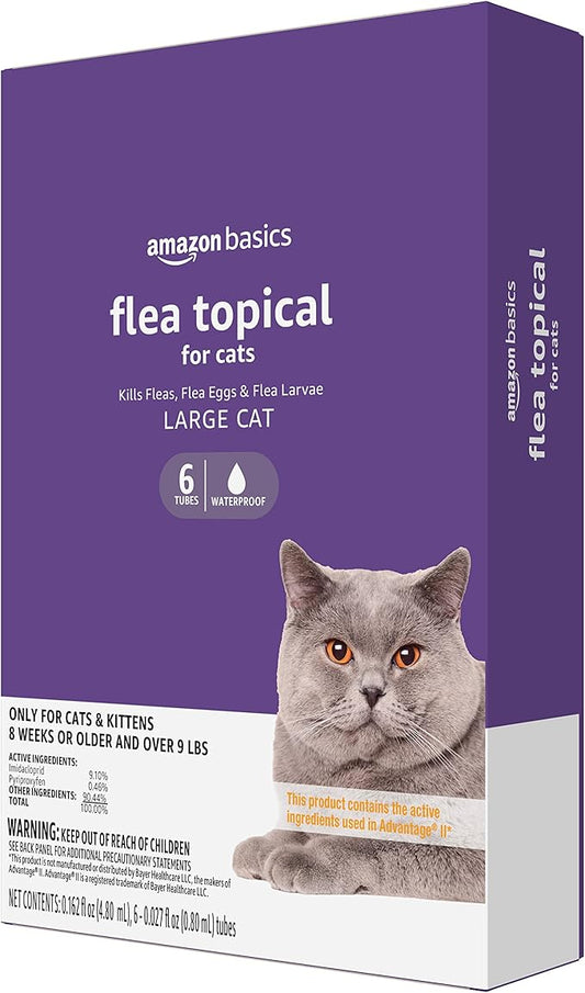 Amazon Basics Flea Topical for Large Cats (Over 9 pounds), 6 Count AmazonBasics
