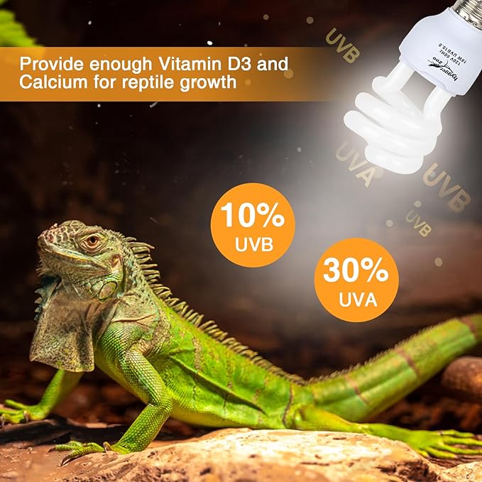 UVB Bulb for Reptiles, 10.0 18W UVA UVB Reptile Light Bulb, UVB Light for Desert Reptiles, Reptile Light Bulb for Common Bearded Dragon, Ponoga Barbata, Red-Eared Slider,Russian Tortoise PAWPICO