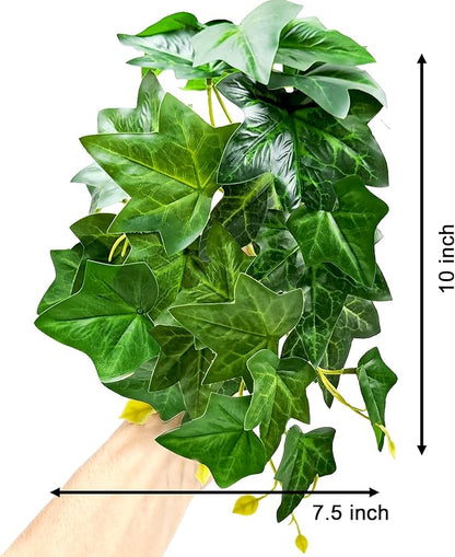 Woyrise Reptile Plants for Terrarium, Artificial Hanging Plants with Suction Cups, Amphibian Tank Habitat Decor Plastic Plant for Bearded Dragons Lizards Snake Geckos Frogs - 2Pack Green Ivy Woyrise