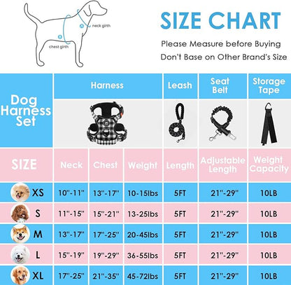NESTROAD No Pull Dog Harness with Leash, Reflective No Choke Pet Vest Harness,Adjustable Soft Padded Dog Harness with Easy Control Handle for Large Dogs(Checkered Black,X-Large) NESTROAD