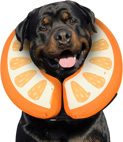 Dog Cone Collar for Small Medium Large Dogs for After Surgery, Pet Inflatable Neck Donut Collar Soft Protective Recovery Cone for Dogs and Cats - Alternative E Collar Does not Block Vision Orange,XL MIDOG