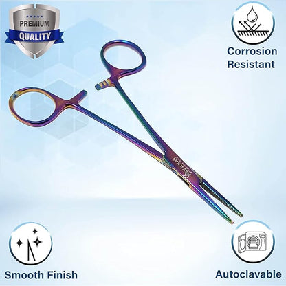 Dog Pet Ear/Nose Hair Puller Grooming Hemostat Locking Forceps Pliers, 5.5" (14cm), Straight (Multi Color) A2Z+SCILAB