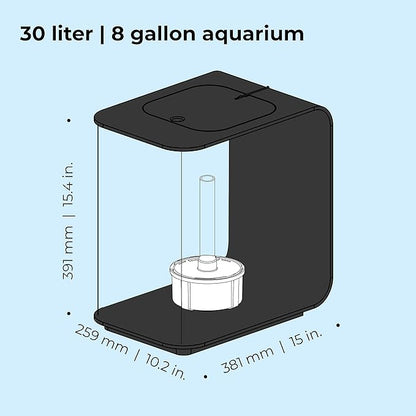 biOrb Flow 30 Acrylic 8-Gallon Aquarium with White LED Lights Modern Tank for Tabletop Display, Black biOrb